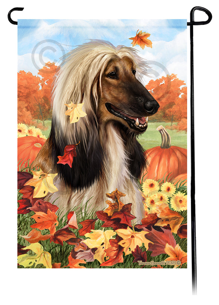 Afghan Hound Falling Leaves Garden Flags