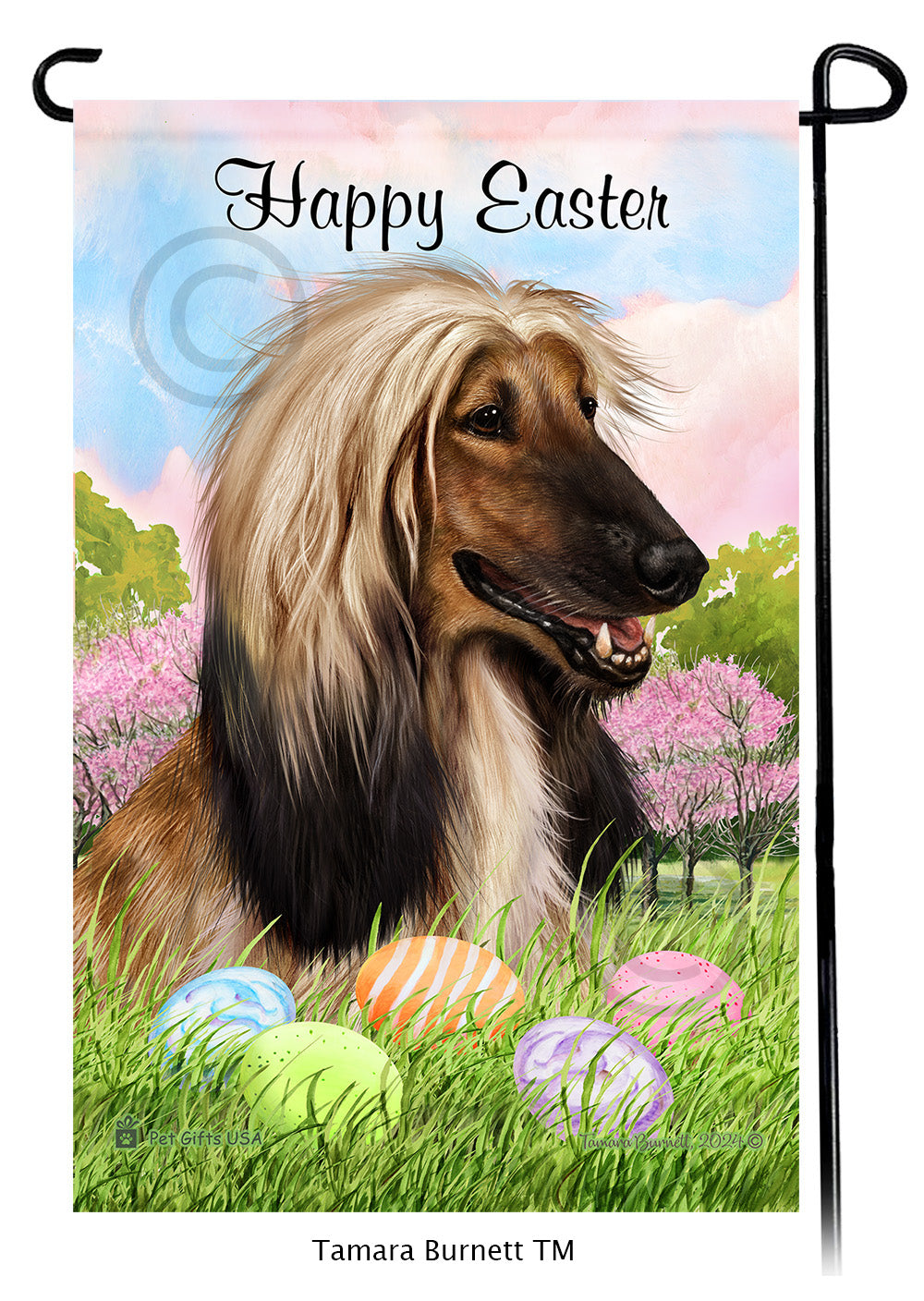 Afghan Hound Happy Easter Garden Flags
