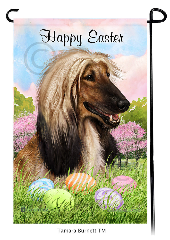 Afghan Hound Happy Easter Garden Flags