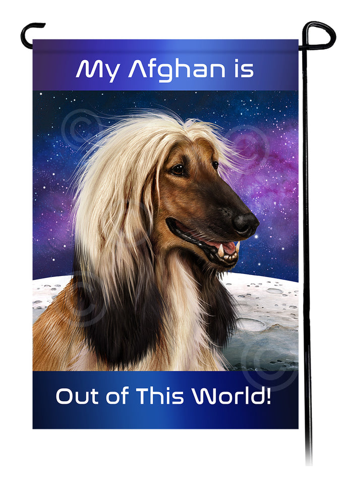 Afghan Hound Out Of This World Garden Flags