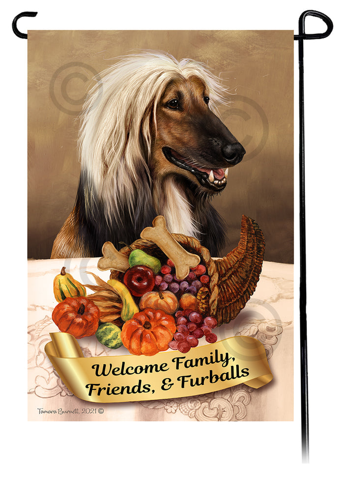 Afghan Hound Thanksgiving Garden Flags