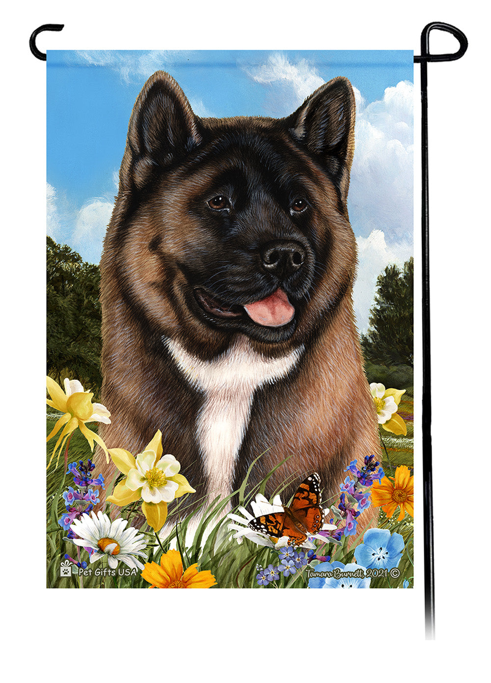 Akita Summer Flowers Garden Flags