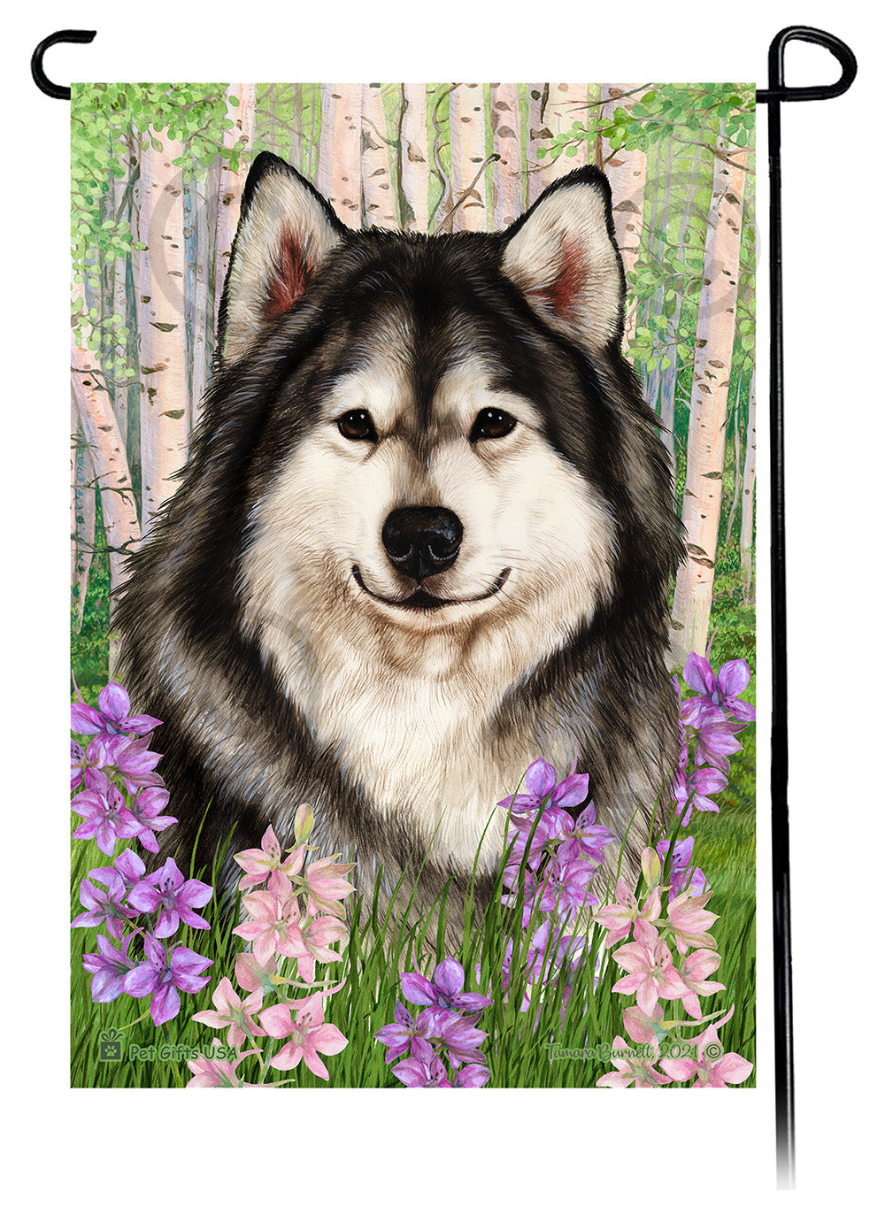 Alaskan Malamute Spring Flowers Garden Flags
