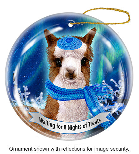Alpaca Brown and White Ornament
