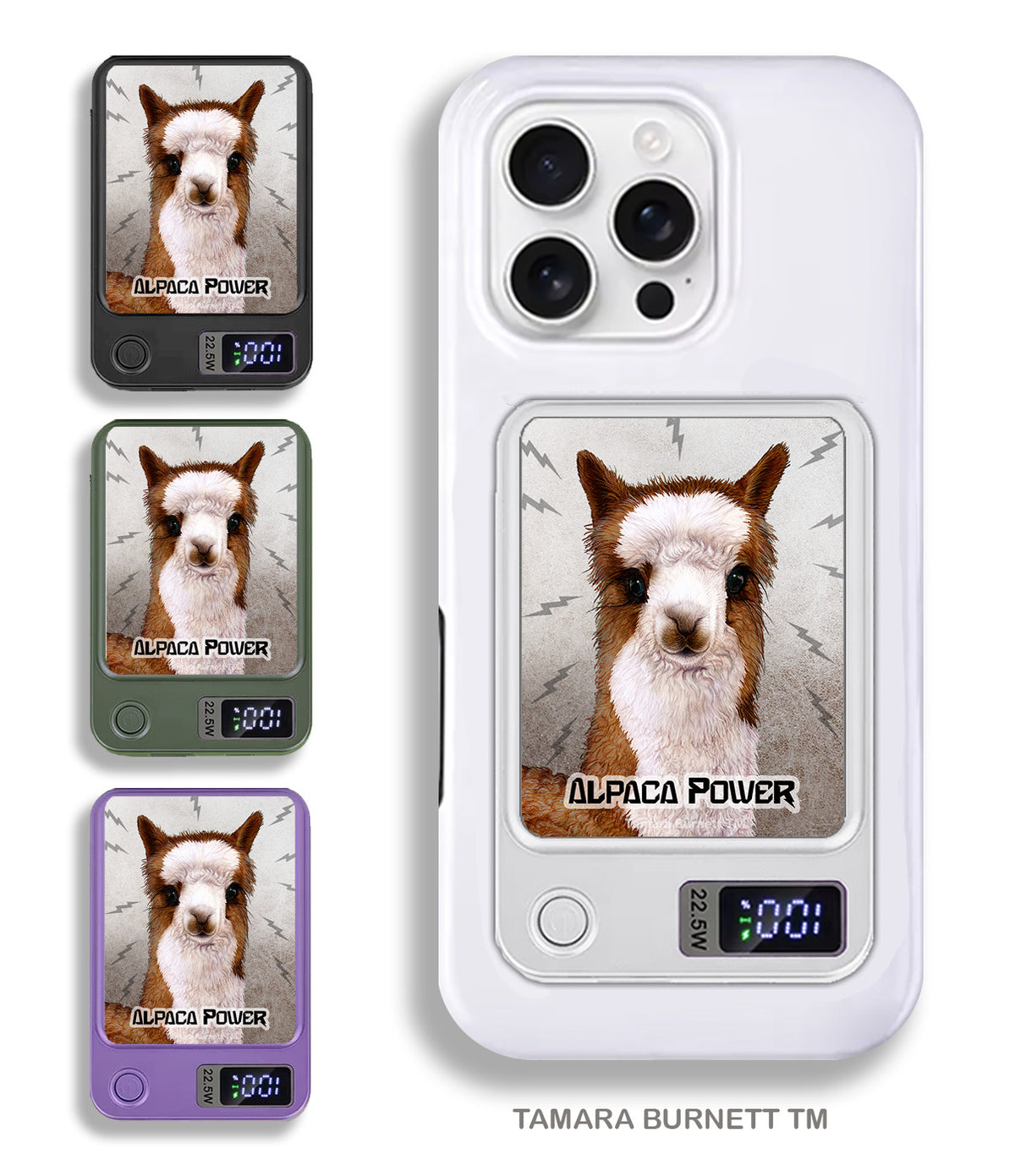 Alpaca Brown and White Phone Bank Wireless Charger