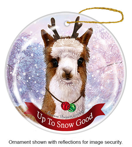 Alpaca Brown and White Ornament