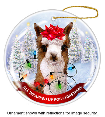 Alpaca Brown and White Ornament
