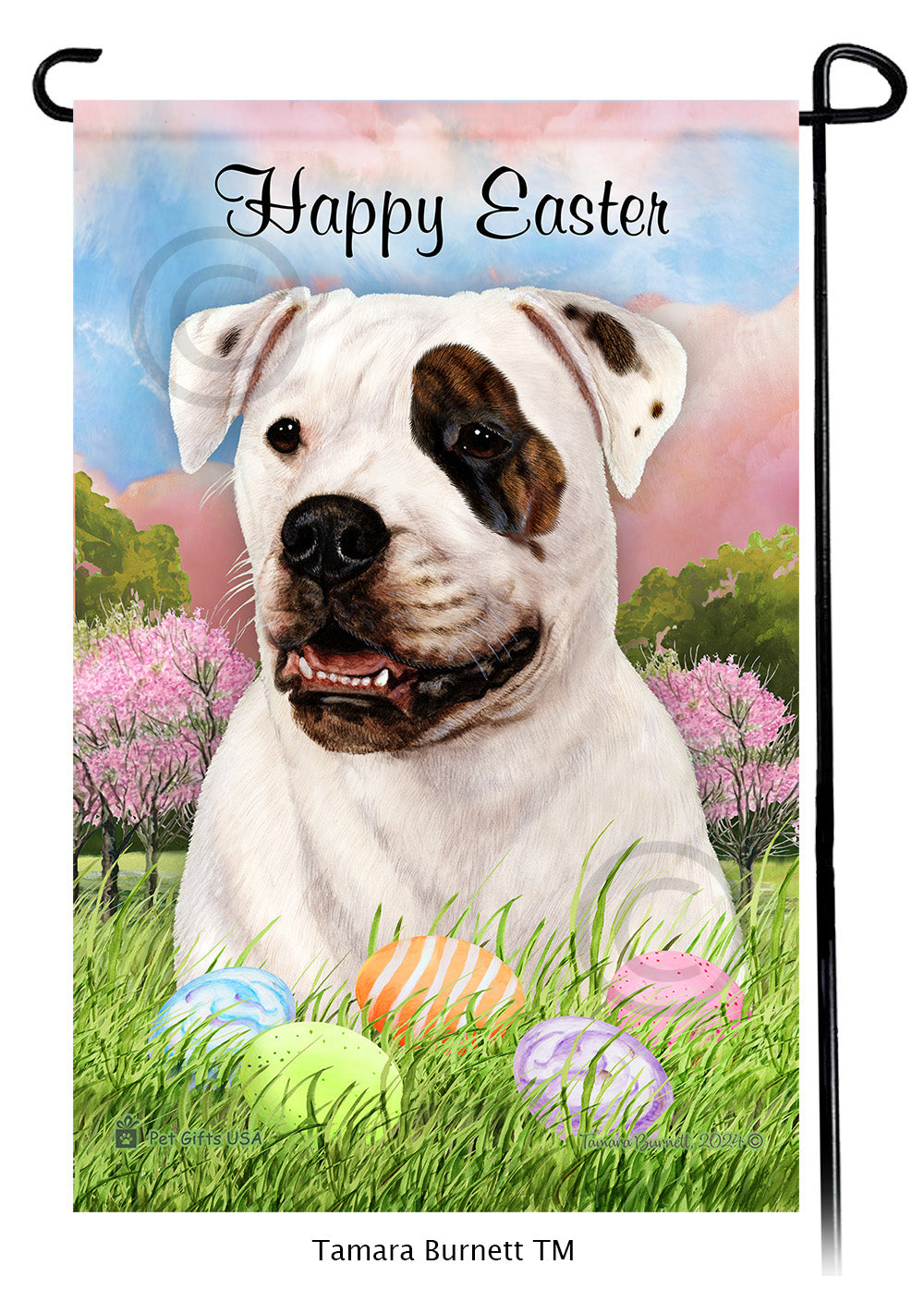 American Bulldog Happy Easter Garden Flags