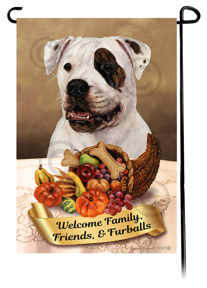 American Bulldog Thanksgiving Garden Flags