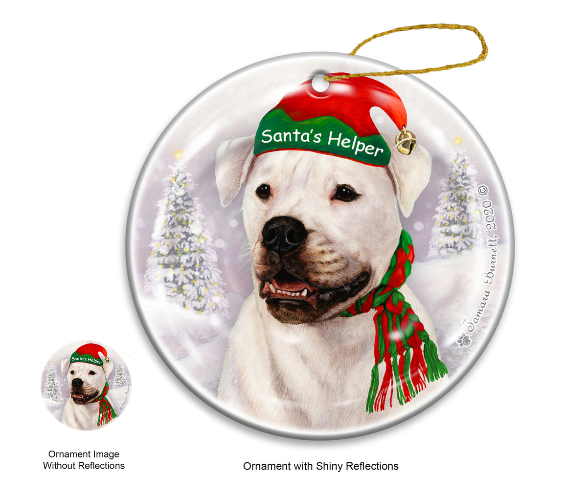 American Bulldog - Santa's Helper Ornament