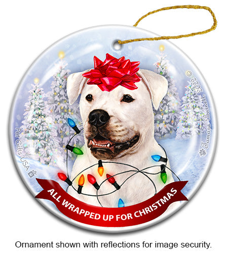 American Bulldog All Wrapped Up Ornament