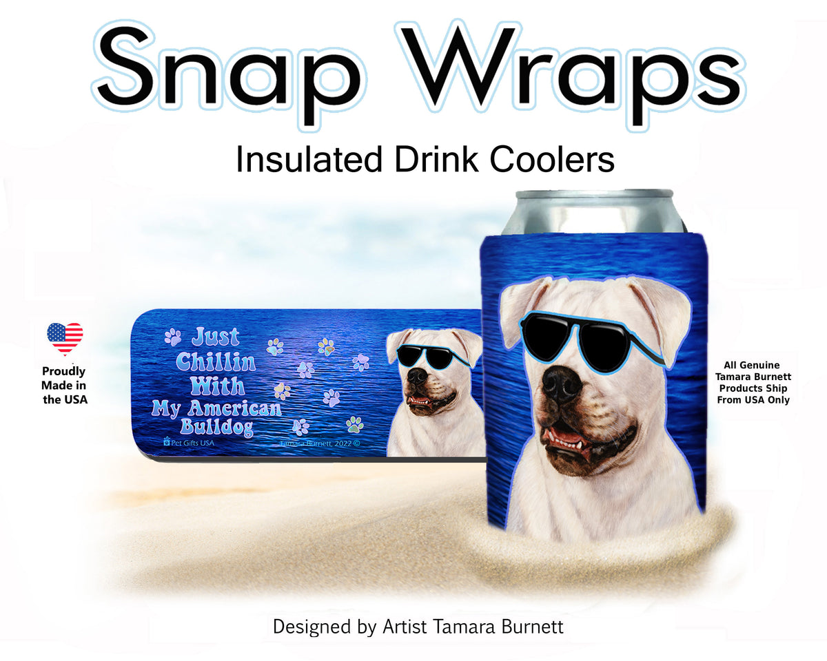 American Bulldog White Snap Wrap Cozy