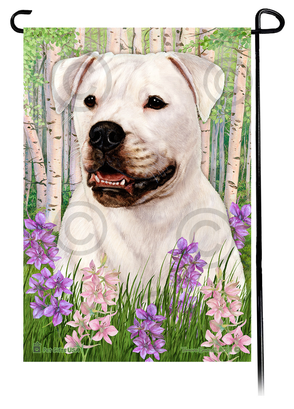 American Bulldog Spring Flowers - Garden Flag