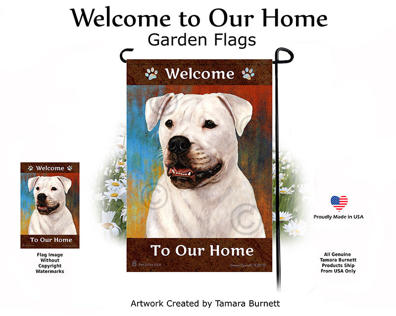 American Bulldog Welcome To Our Home - Garden Flag