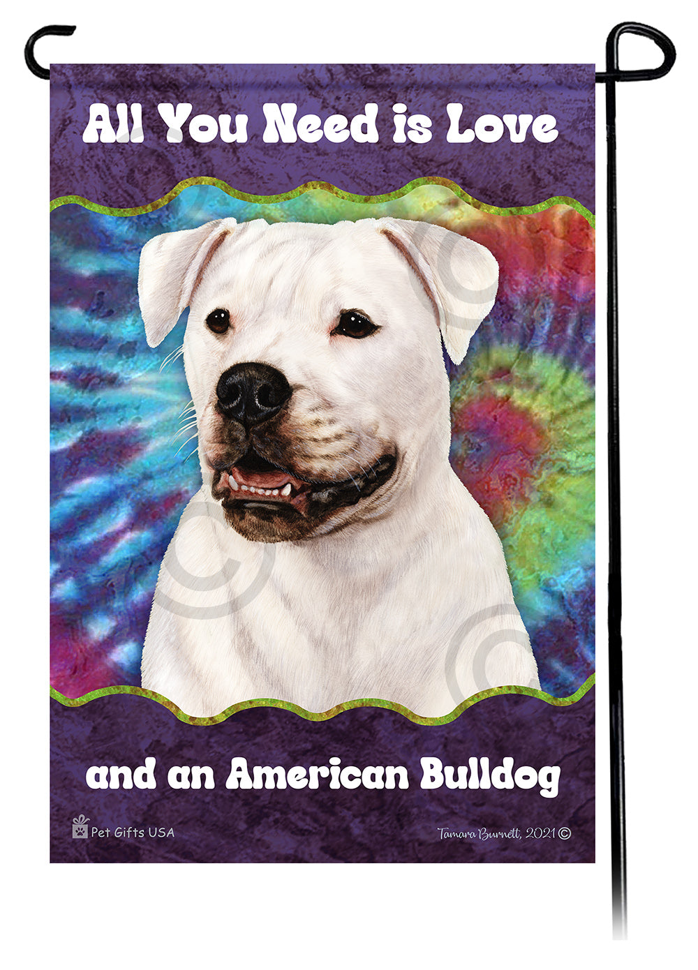 American Bulldog All You Need Is Love Garden Flag