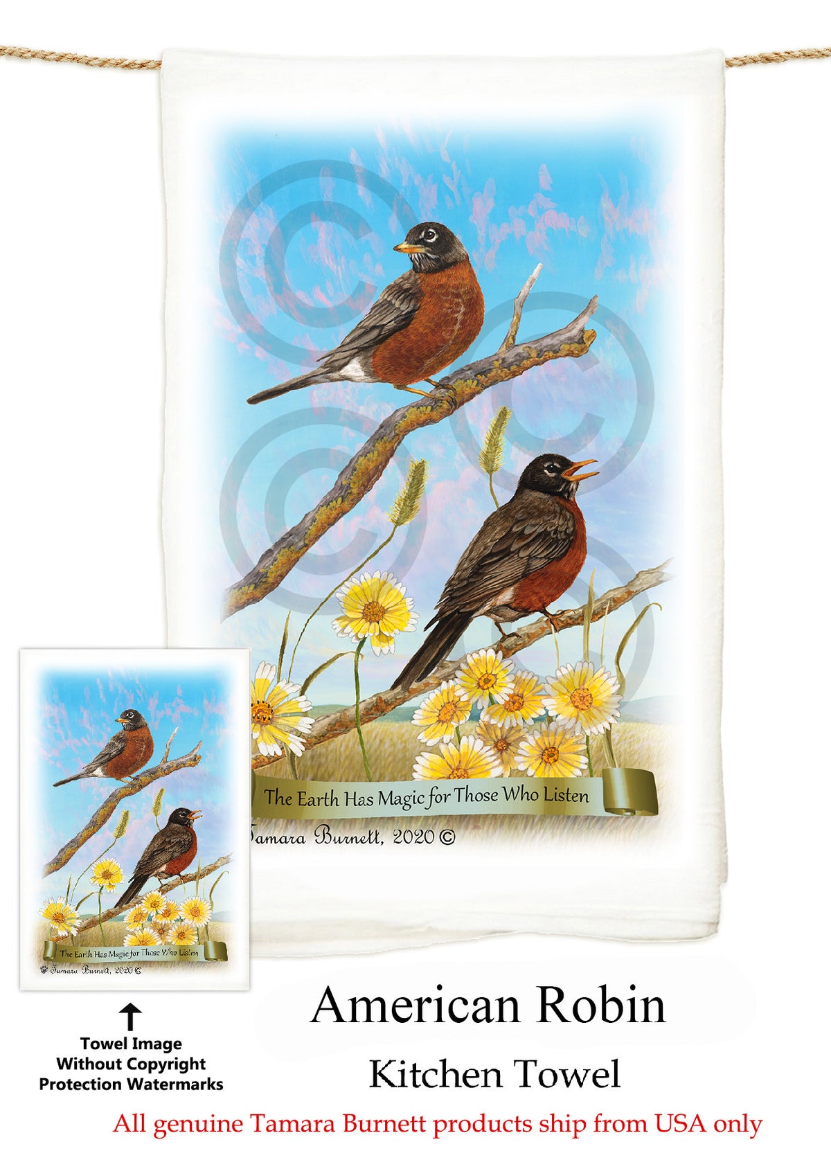 American Robin Flour Sack Towel