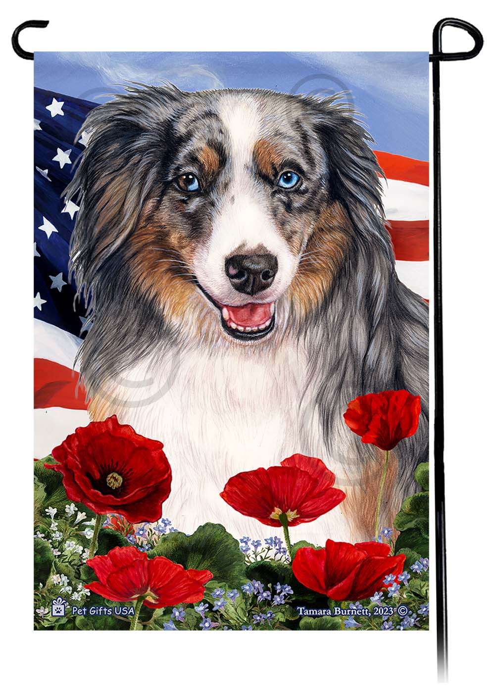 American Shepherd Patriotic Flowers Garden Flags