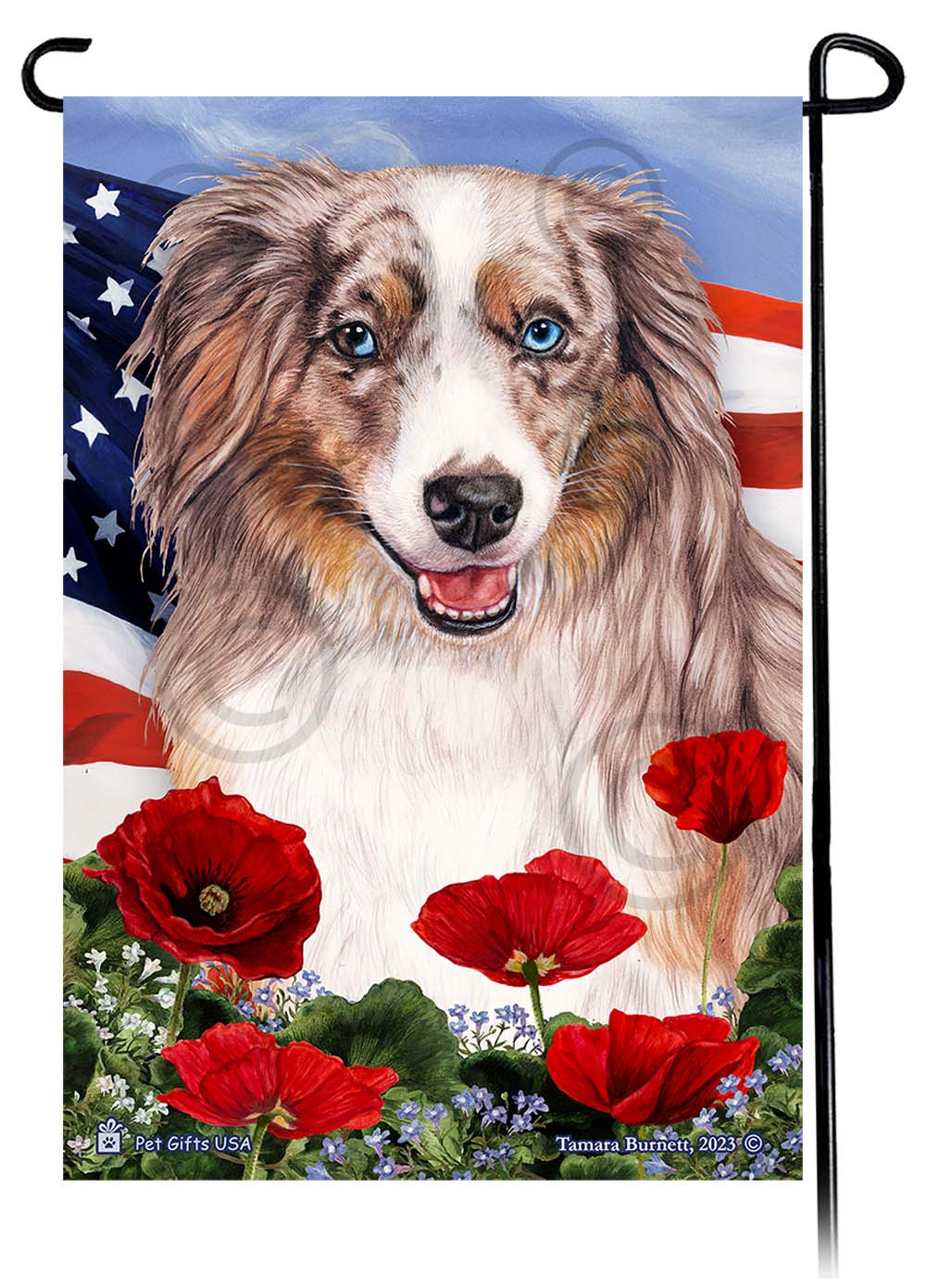 American Shepherd Patriotic Flowers - Garden Flag
