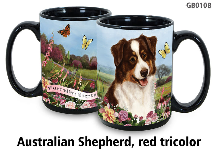 Australian Shepherd Red Tri-Color - Garden Party Fun Mug 15 oz
