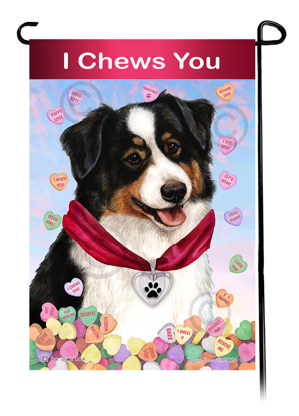 Australian Shepherd Valentine Sweetheart Garden Flags