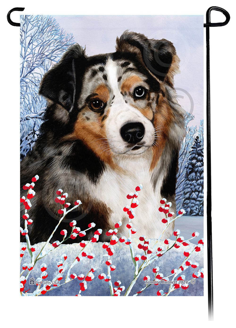 Australian Shepherd Winterberries - Garden Flag