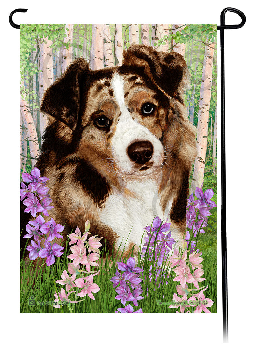Australian Shepherd Spring Flowers - Garden Flag