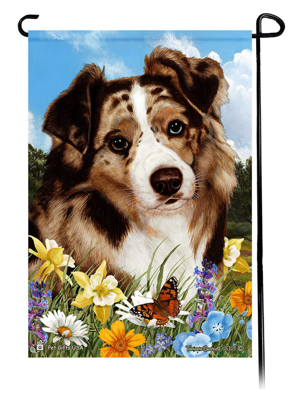 Australian Shepherd Summer Flowers - Garden Flag