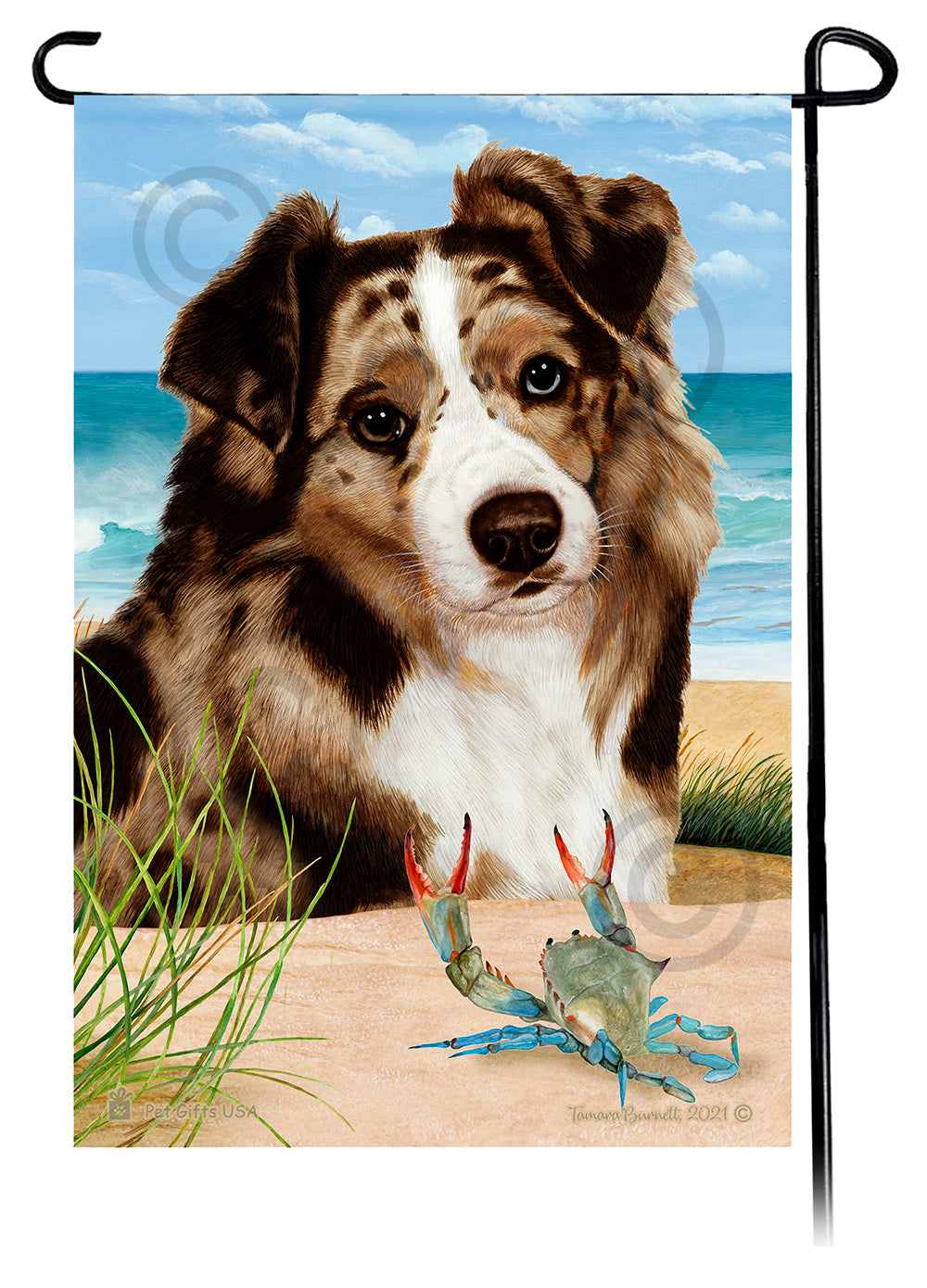 Australian Shepherd Summer Flowers Garden Flag