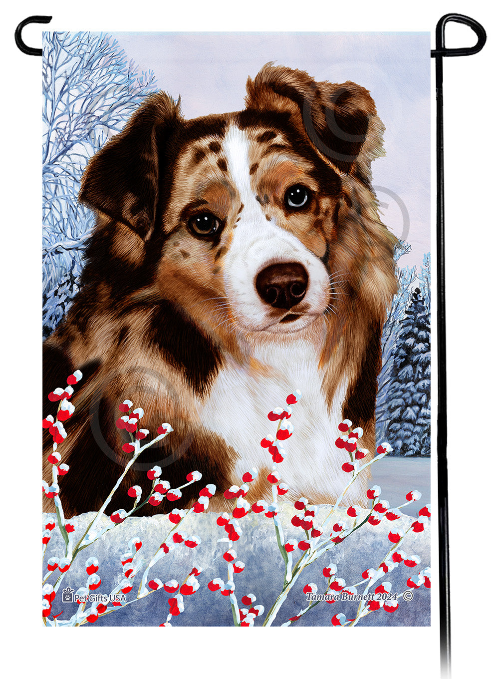 Australian Shepherd Winterberries - Garden Flag