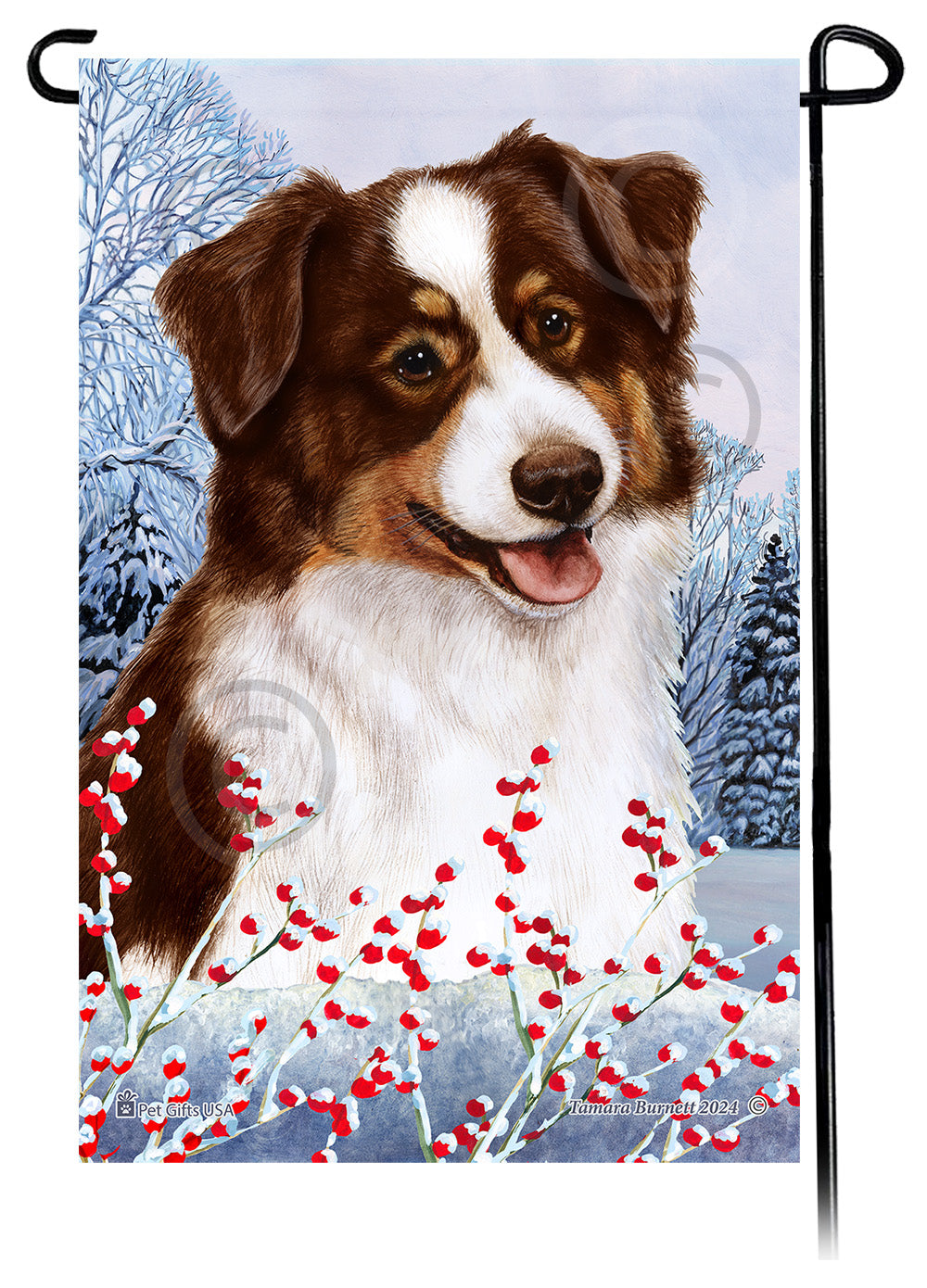 Australian Shepherd Winterberries - Garden Flag