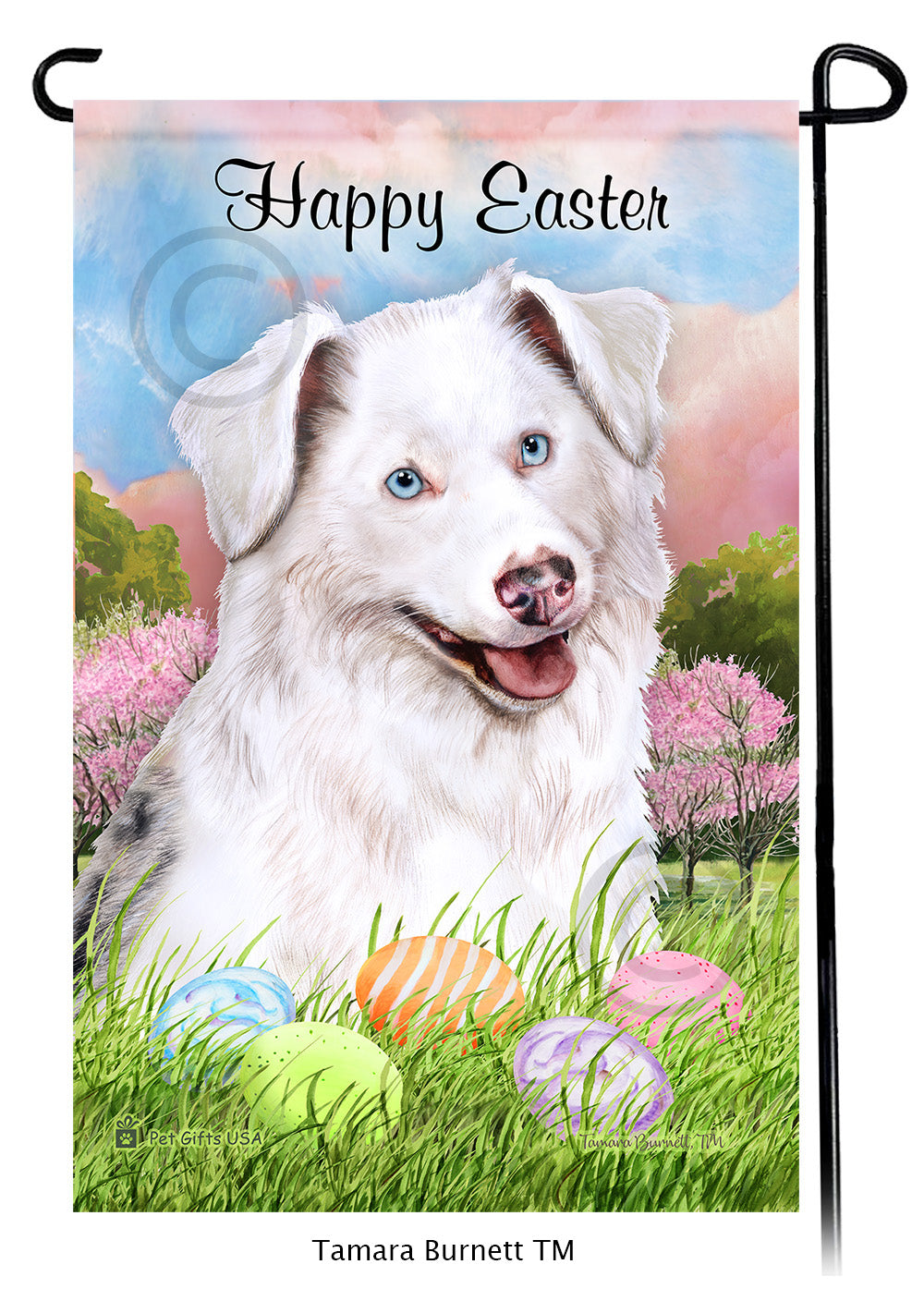 Australian Shepherd Happy Easter - Garden Flag
