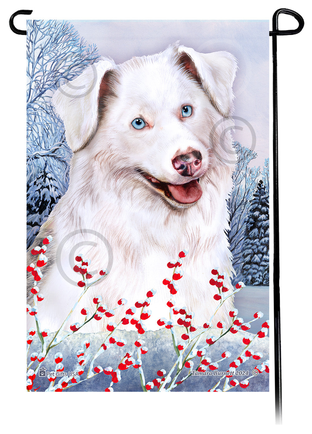 Australian Shepherd Winterberries - Garden Flag