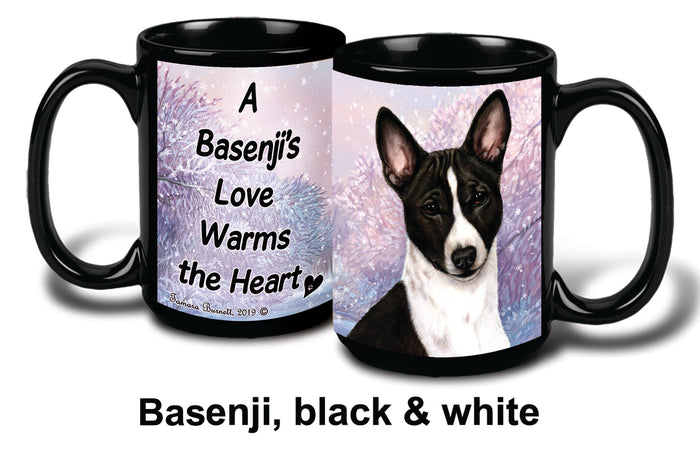 Basenji Black/White Winter Mug 15 oz
