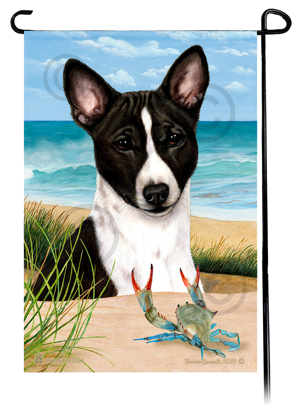 Basenji Summer Flowers Garden Flag