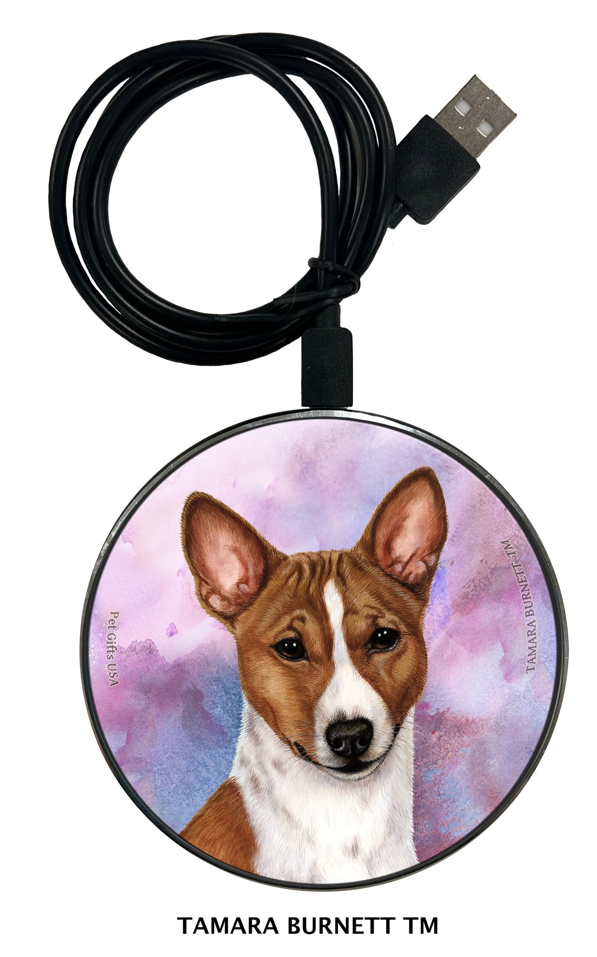 Basenji Red and White Zoomies Wireless Charger