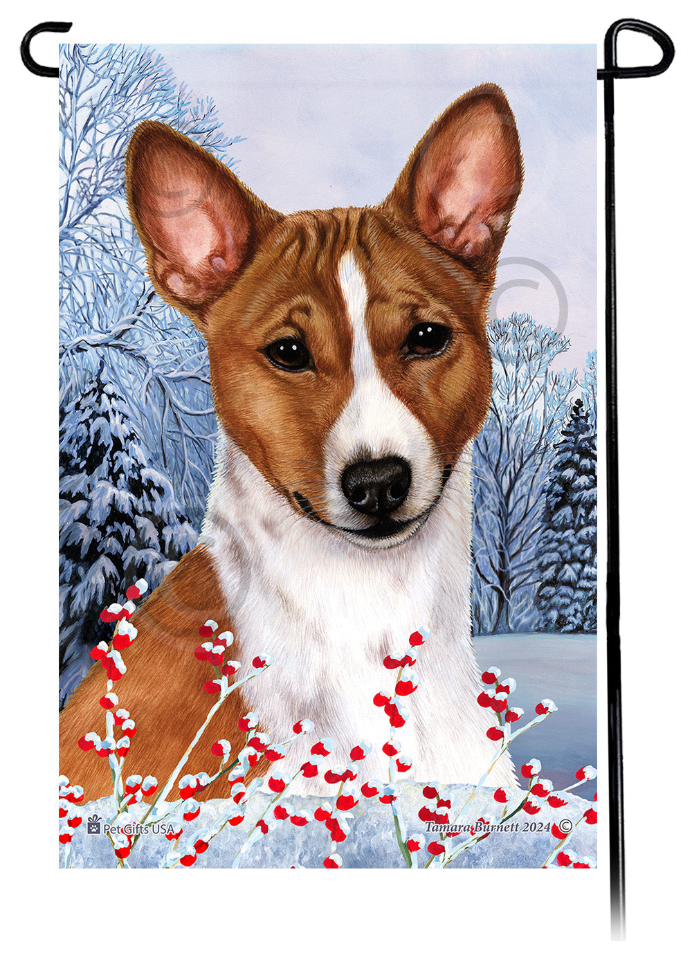 Basenji Winterberries - Garden Flag