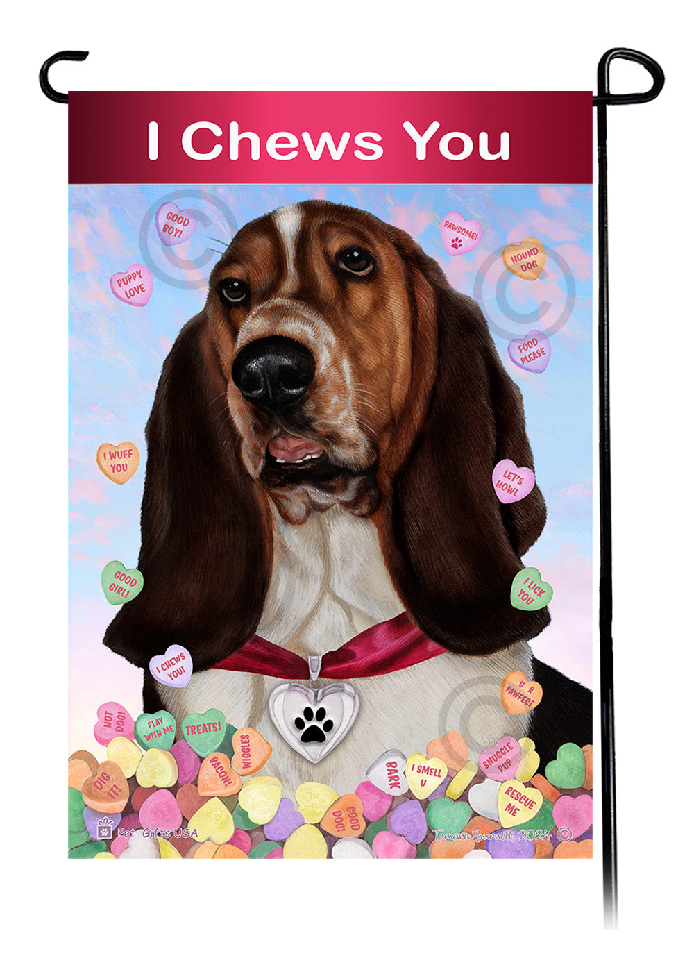 Basset Hound Valentine Sweetheart - Garden Flag