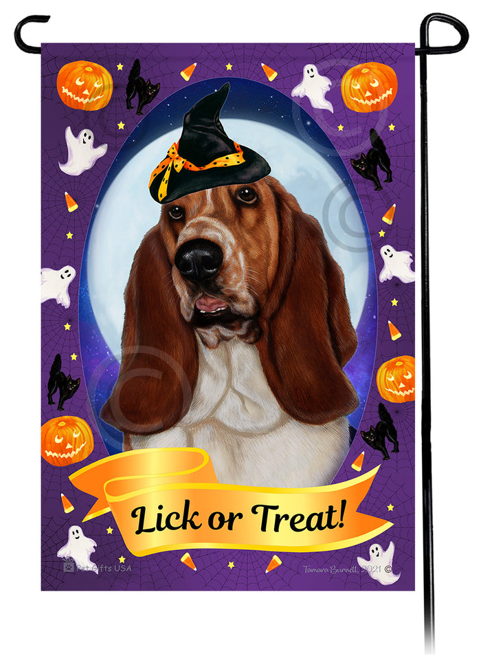 Basset Hound Halloween Howls Garden Flags
