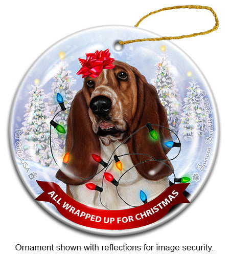 Basset All Wrapped Up Ornament