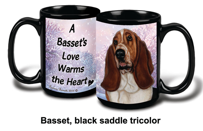 Basset Brown/White Winter Mug 15 oz