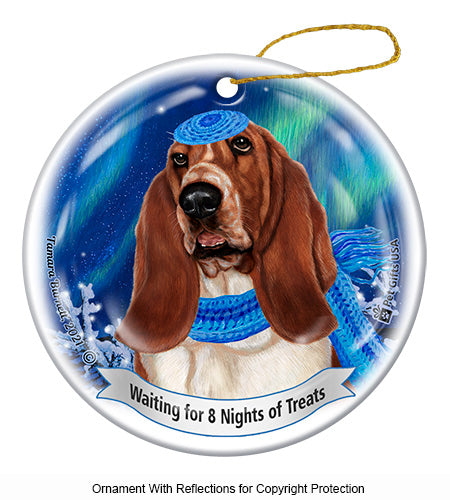 Basset Red and White Ornament