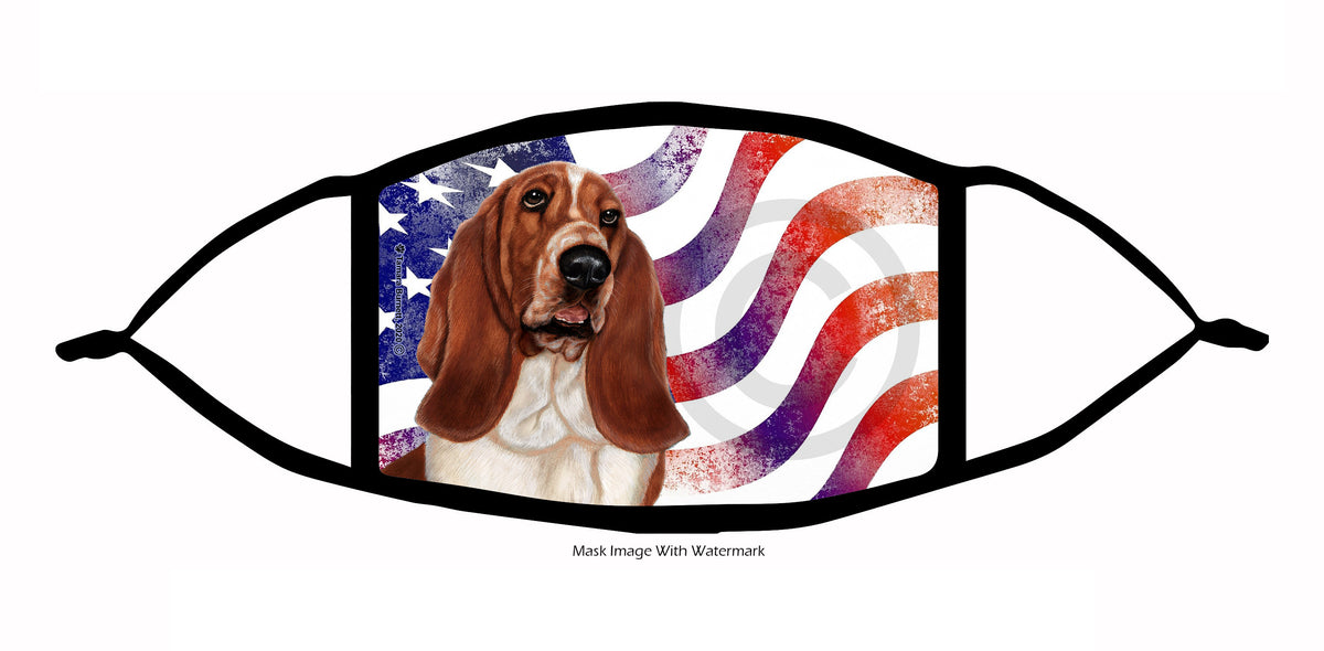 Basset (Red and White) Face Mask
