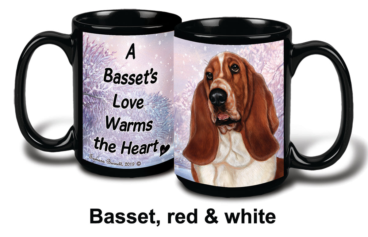 Basset Red/White Winter Mug 15 oz