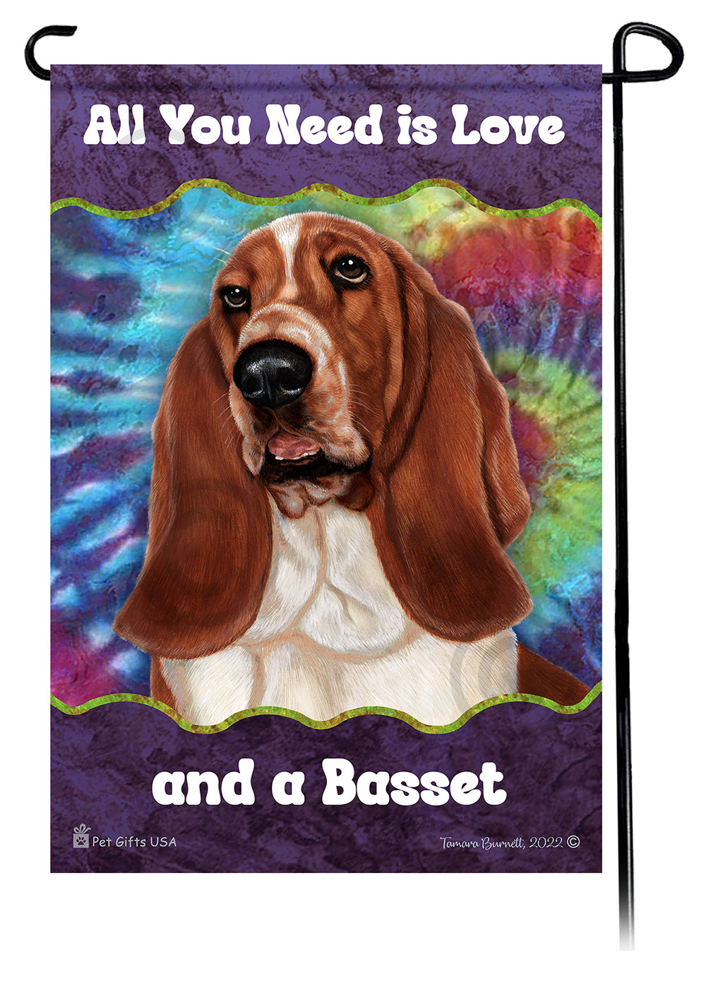 Basset Hound All You Need Is Love Garden Flag