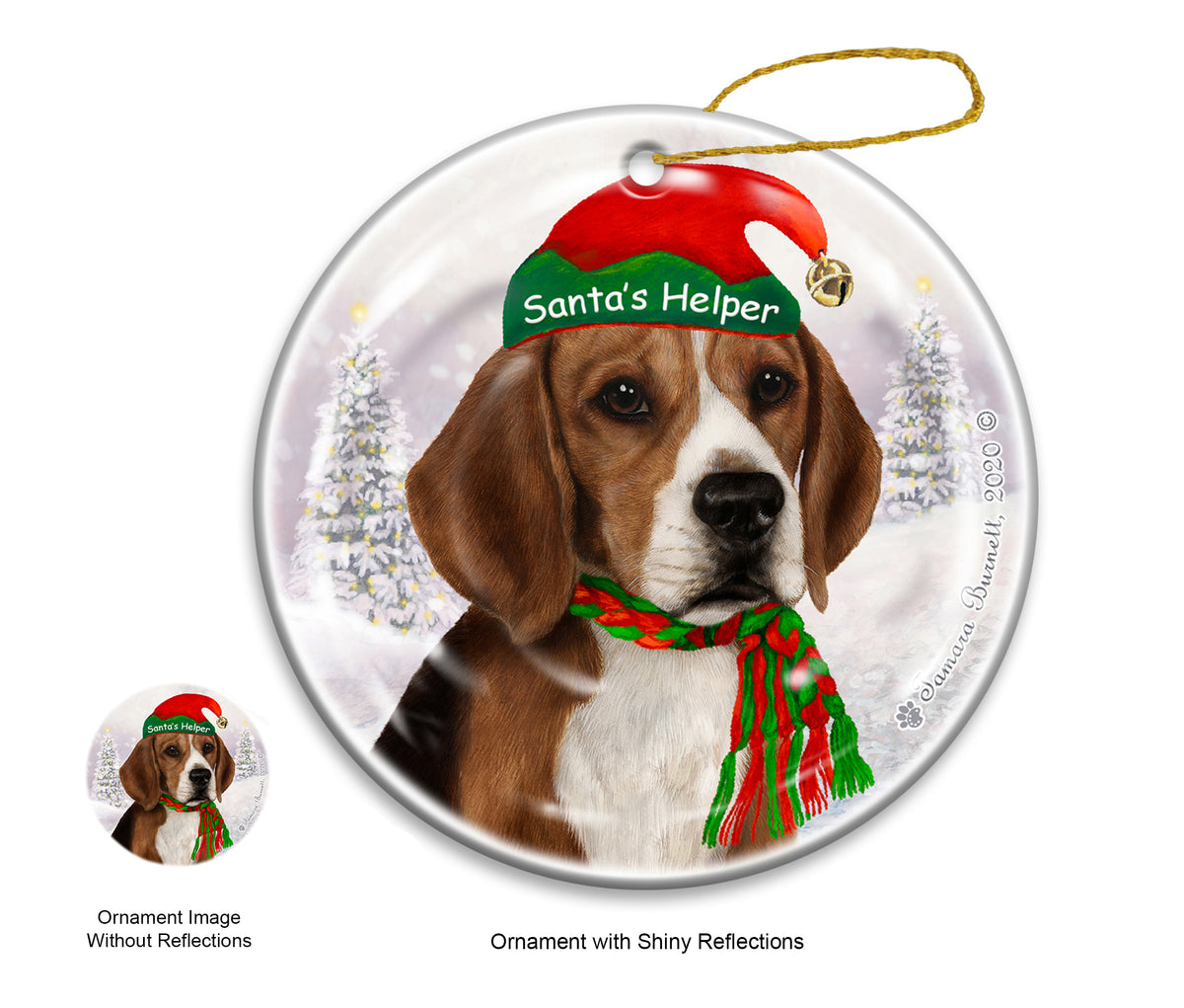 Beagle - Santa's Helper Ornament