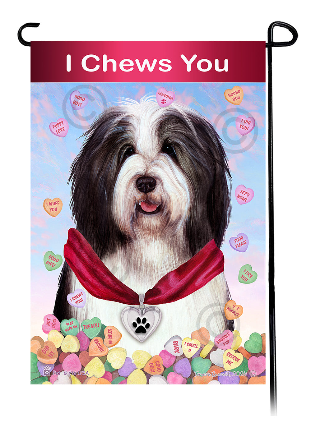 Bearded Collie Valentine Sweetheart Garden Flags