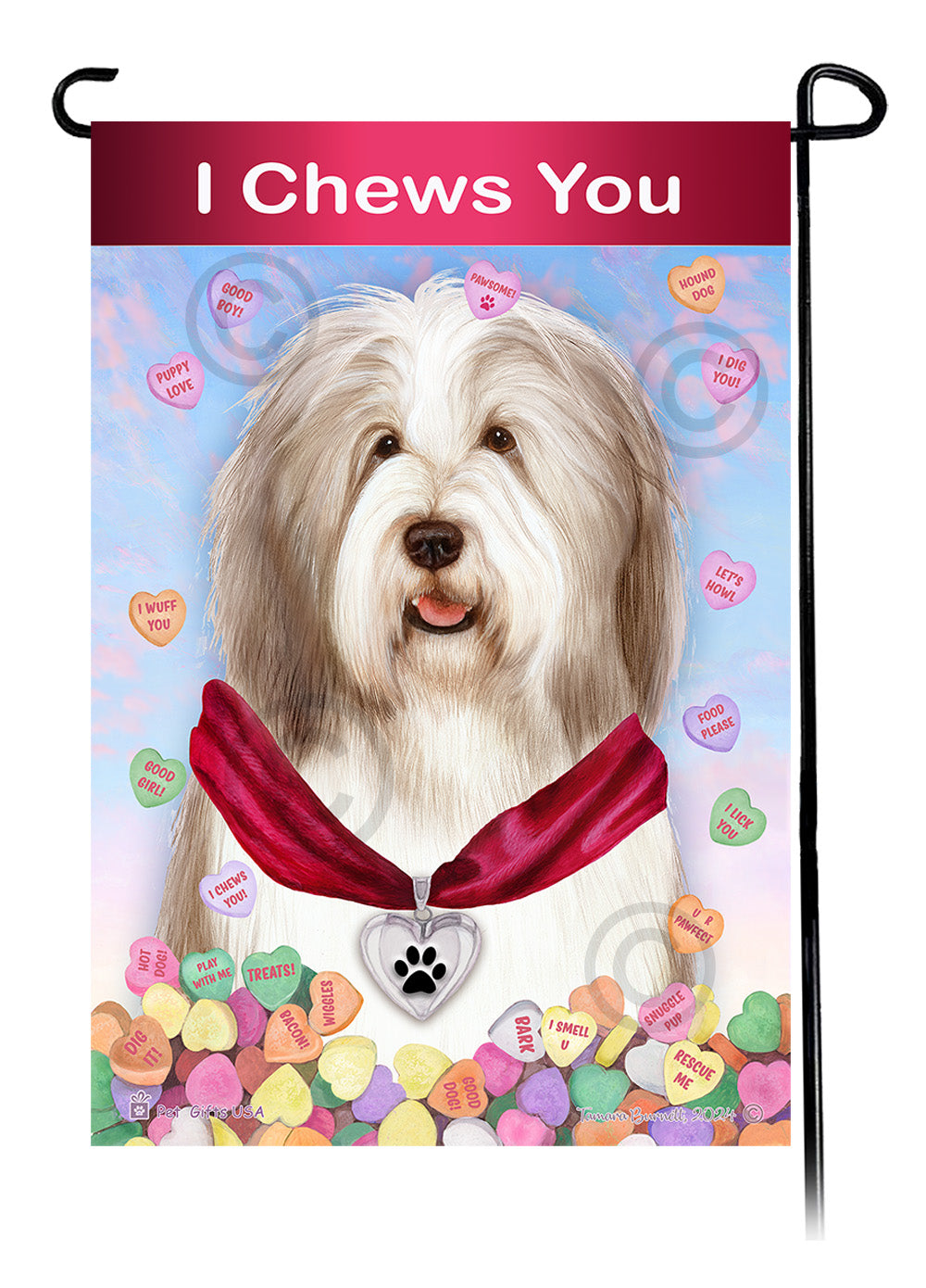 Bearded Collie Valentine Sweetheart - Garden Flag