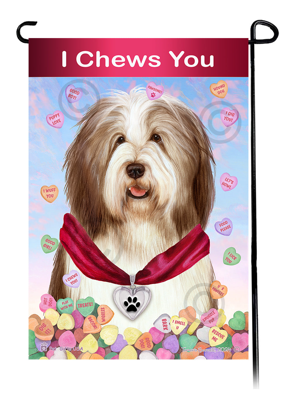 Bearded Collie Valentine Sweetheart - Garden Flag