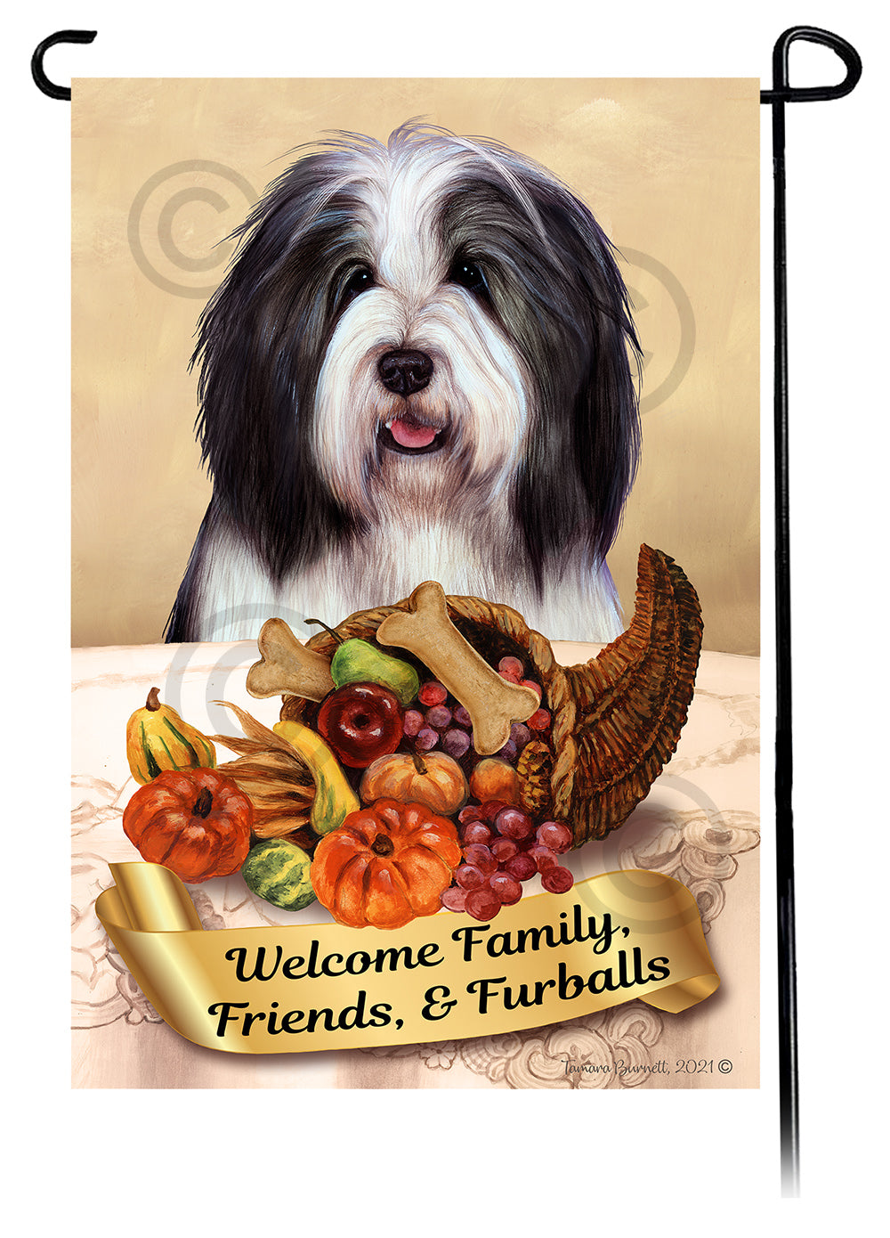 Bearded Collie Thanksgiving Garden Flags