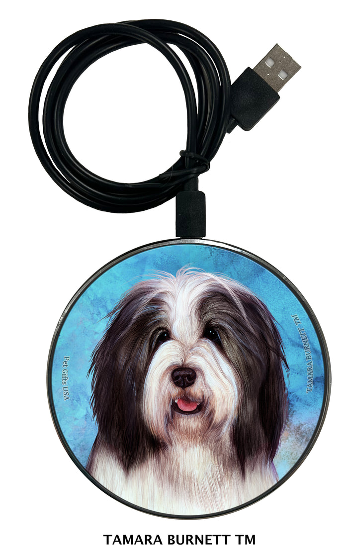 Bearded Collie Black and White Zoomies Wireless Charger